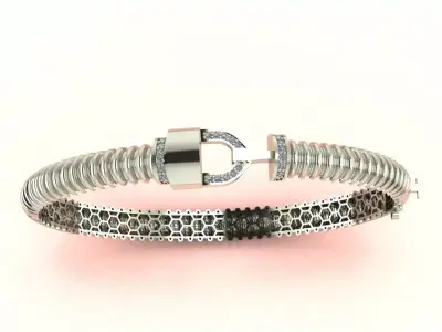 Signature Link Cuff Bangle bracelet 3D model - for Her 3D print model