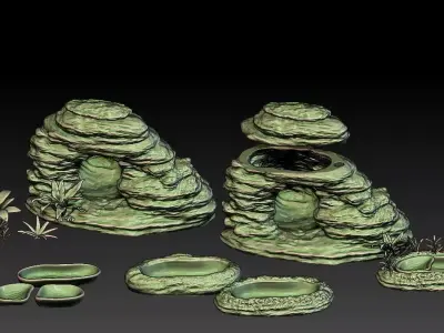 Set for decorating a terrarium aquarium 3D print model