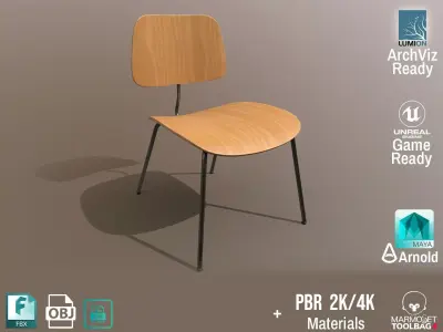 Detailed Vintage School Chair Design PBR - Lumion - UE4 Low-poly 3D model