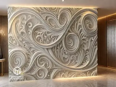decor set wall panel wall relief mural CNC 56 3D model