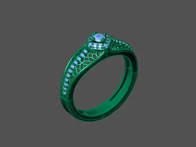 Womens Rings With Stone Ring Ready STL 3DM Models Rings women 3D print model 7