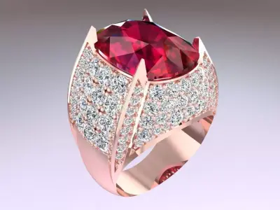 Oval stone ring - Mens Rings - N3596 3D print model