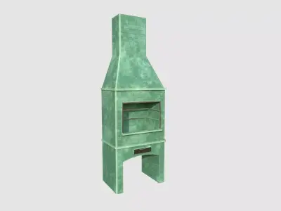 Brazilian Barbecue Grill 01 Jade Brick - Interior Design Low-poly 3D model