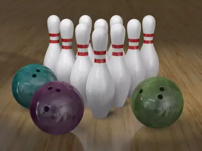 Bowling Balls and Pins 3D model