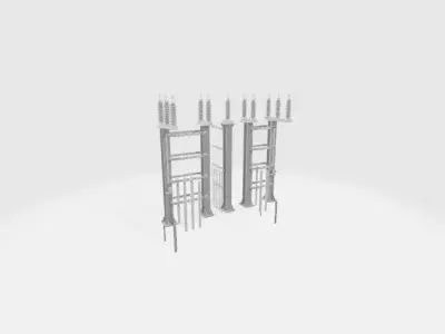 Scaffold set of metal poles 3D model