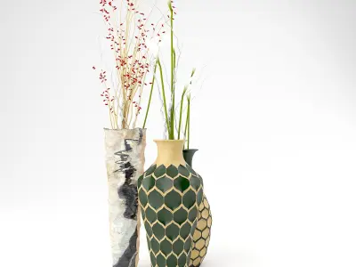Vases With Flower 3D model