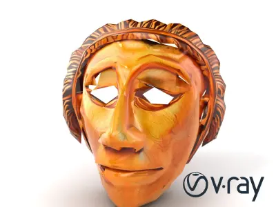 Ceremonial Mask Carved Texture model pack Low-poly 3D model