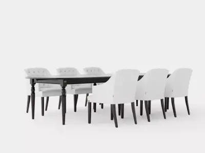 Osterville black with Delano chair white Dining Set Low-poly 3D model