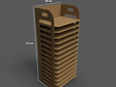 Drawers in Cardboard Low-poly 3D model