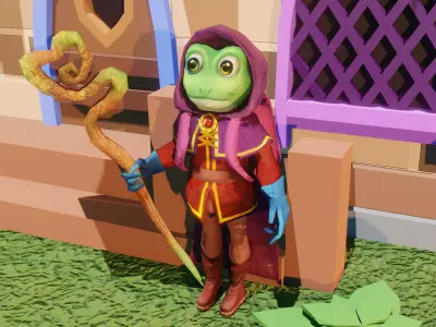 Model of a toad wizard Low-poly 3D model