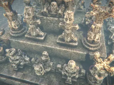 Jungle sculptures Low-poly 3D model