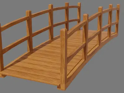Wooden bridge pack Low-poly 3D model