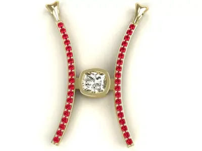 Ladies Pendant Necklace Diamonds Rubies Womens Luxury Jewelry 3D print model