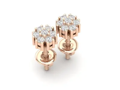 AV 333 Diamond Cluster Flower Stud Earrings 3D print model