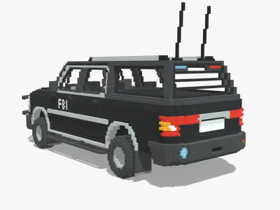 Voxel FBI SUV Low-poly 3D model