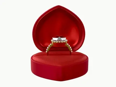 wedding ring in a box heart type 3D model