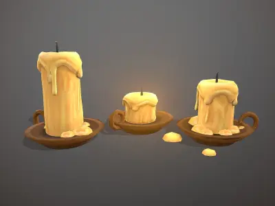 Oil lamp candles - Modular Stylized  Cartoon Low-poly 3D model Low-poly 3D model