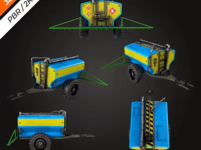 Tractor Sprayer Low-poly 3D model