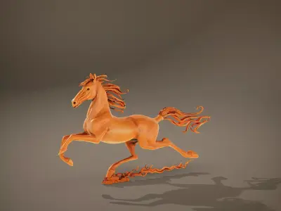 Copper Galloping Horse model pack Low-poly 3D model