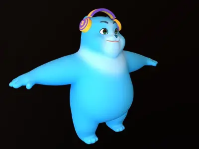 Asset - Cartoons - Character - Bear Blue - Rig - HighPoly  3D model
