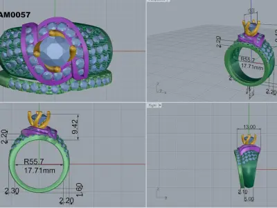 Luxury Ring with matching band 3D print model