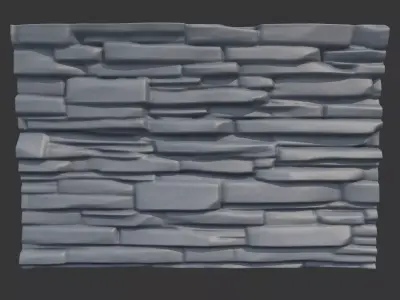 Eroded Ruined Wall Section 3D model