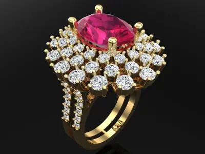 Gemstone rings - Oval stone ring - Diamond rings - N3517 3D print model