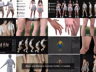 Mens and Womens Summer Outfits 3D Model Collection