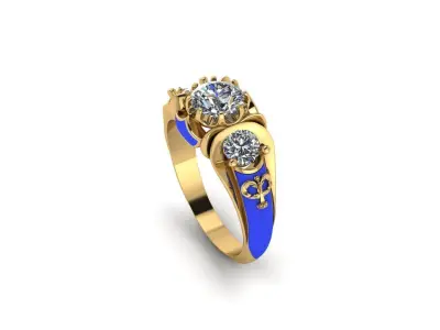 Ring with enamel and diamonds 3D print model