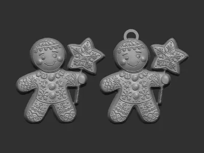 christmas cookie boy with star  3D print model