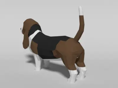 Low Poly Cartoon Basset Hound Dog Low-poly 3D model