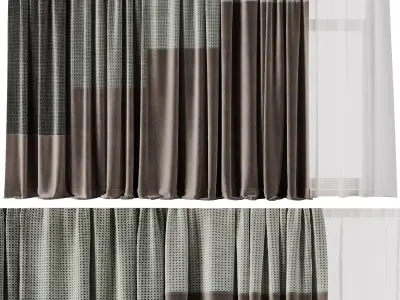 Set of soft silk curtains with wrinkles Patterned collections 35 Low-poly 3D model