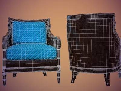 Wooden chair  Low-poly 3D model