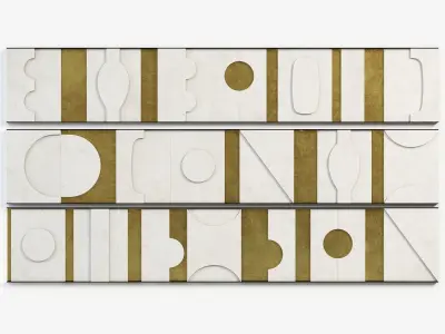 Art Wall Sculpture Panels Modernist Frieze Triptych 3D model