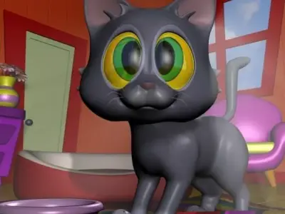 Baby Cat Rigged Low-poly 3D model