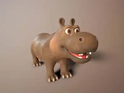 cartoon hippo Low-poly 3D model purchase