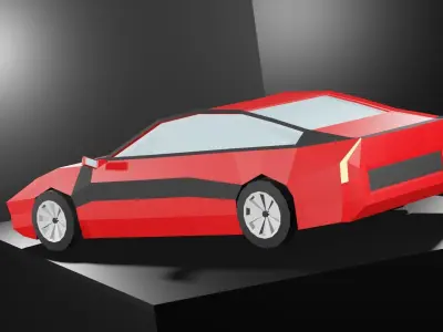Lowpoly Sport Car - Neon Red Low-poly 3D model