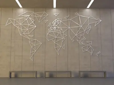 World Map Wall Decoration 3D model