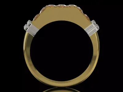 Wide Signet Band with Diagonal Diamond Bar model mr0308 3D print model