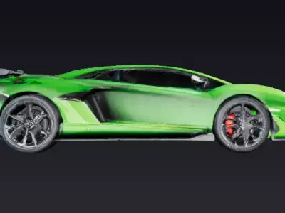 Green Sports Car High Poly 3D Model 3D model