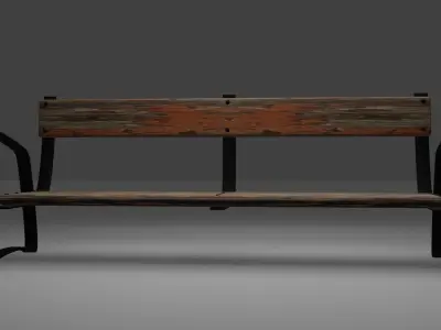Bench and Rubish Free 3D model