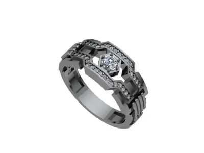 Man ring diamond modern 3D print model