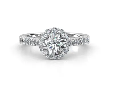 aj-015 halo diamond engagement ring gold 3D print model