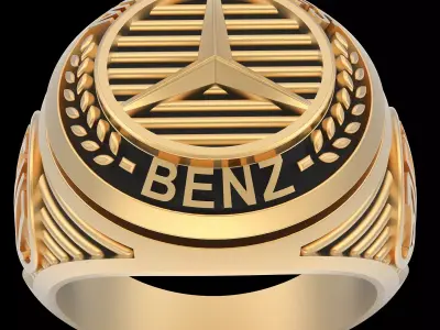Benz ring silver gold printable jewelry 3D model 3D print model
