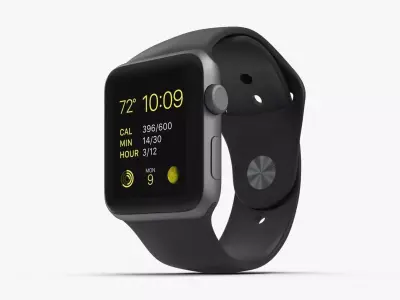 Apple Watch Sport Space Gray 42mm Low-poly 3D model