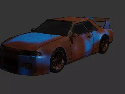 Car wrecked Low-poly 3D model