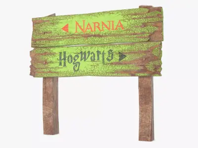 Aged Rustic Wooden Signpost 3D model