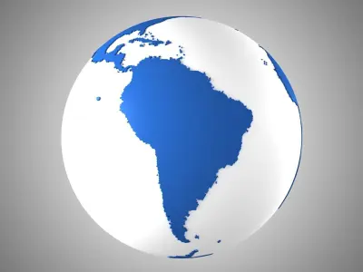 Solid Color Darker Blue White Globe 3D model