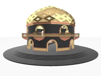 Architectural Pavilion with Stairs and Balcony Structure 3D model