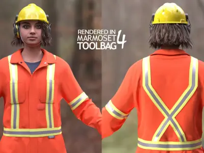 Miner-Worker - Modular - Rigged Low-poly 3D model